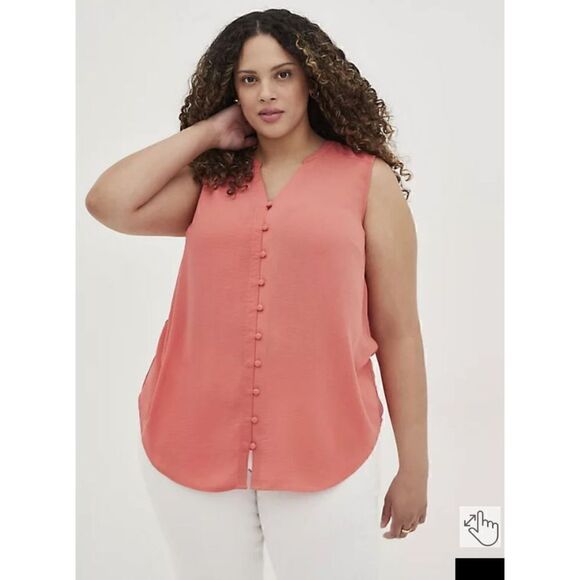 Torrid Coral Harper Button Up Tank (Sz 0) - Picture 1 of 6